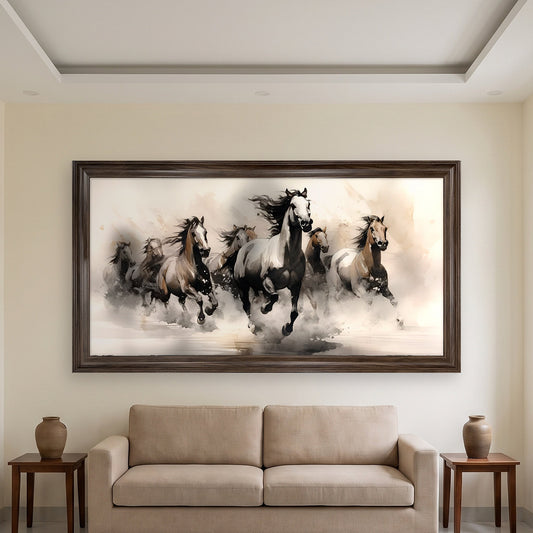 Treo tranh Mã Đáo Thành Công hướng nào — đầu đàn ngựa hướng vào trong nhà, tranh sau sofa phòng khách