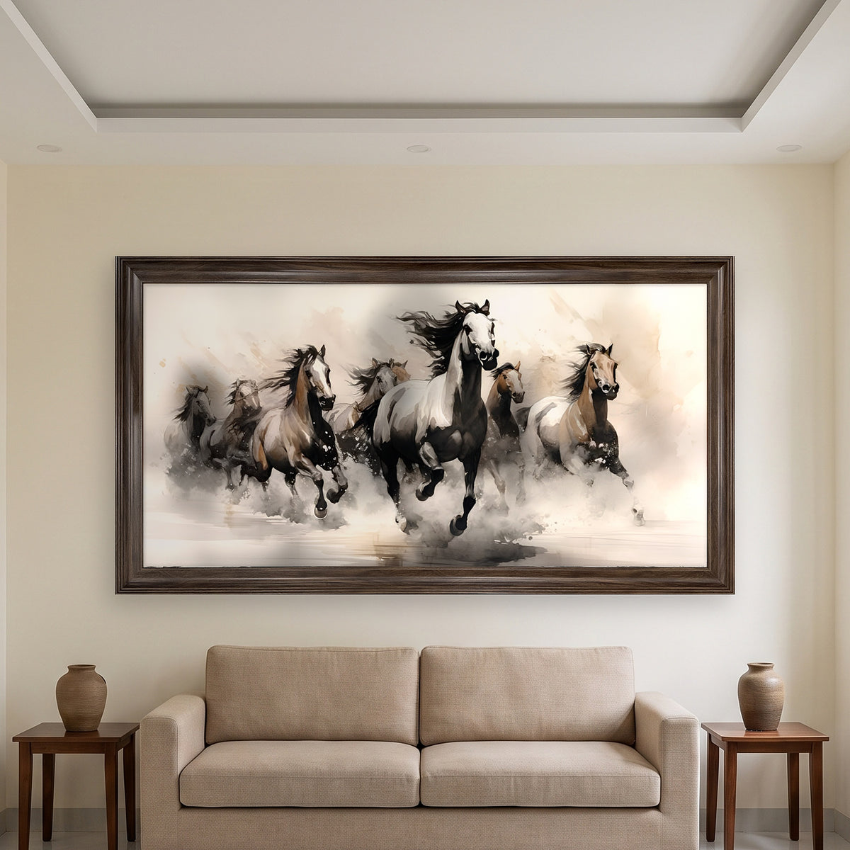 Tranh Bát Mã Đạp Thuỷ treo phòng khách nhà ống